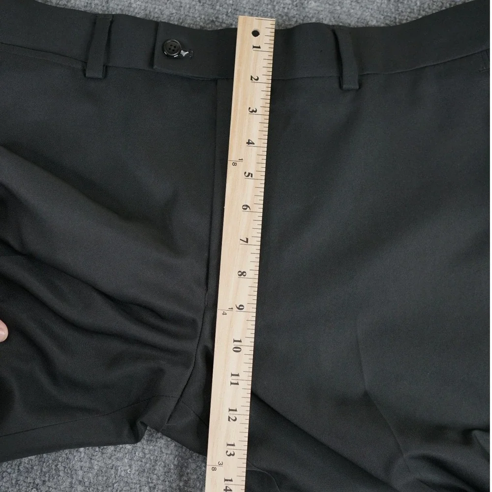 Alan‎ Flusser Golf Pants Mens 36x30 Black Flat Front Performance Trousers